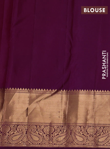 Pure kanchipuram silk saree purple with allover zari woven brocade weaves and rich zari woven border