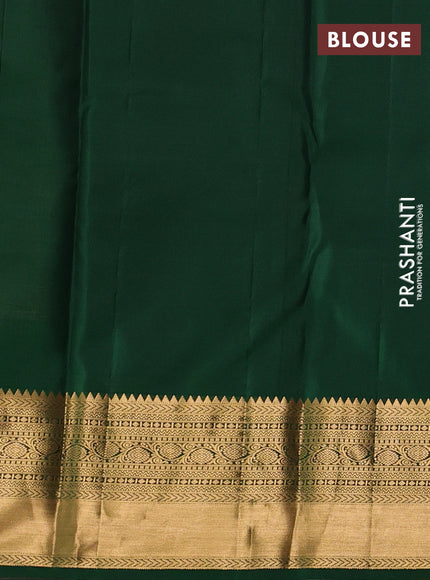 Pure kanchipuram silk saree green with allover zari woven brocade weaves and rich zari woven border