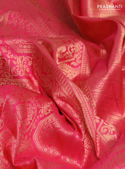 Pure kanchipuram silk saree pink with allover zari woven brocade weaves and rich zari woven border