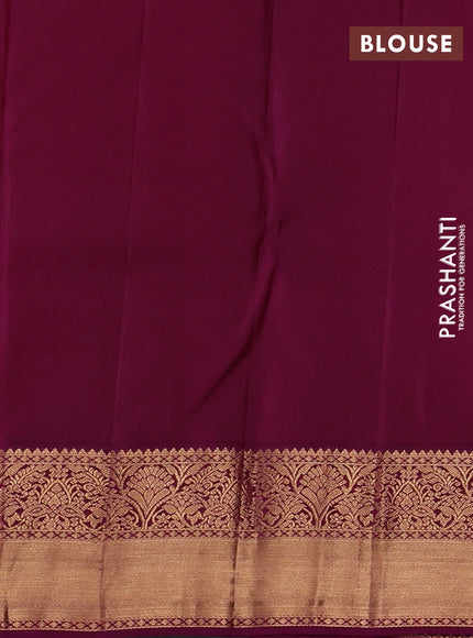 Pure kanchipuram silk saree mild lavender and dark magenta pink with allover zari woven brocade weaves and rich zari woven korvai border