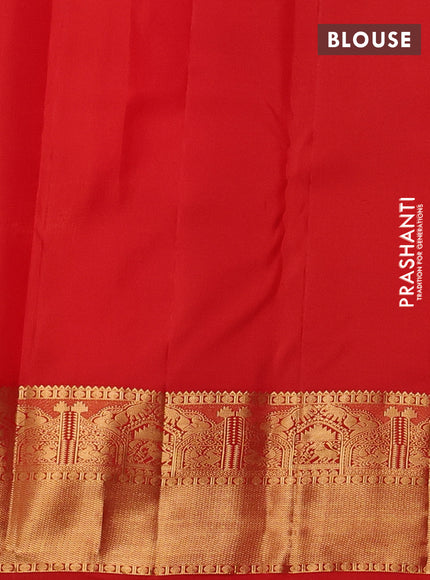 Pure kanchipuram silk saree red with allover zari woven annam brocade weaves and rich zari woven border