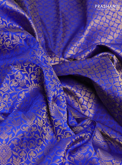 Pure kanchipuram silk saree royal blue with allover zari woven brocade weaves and rich zari woven border