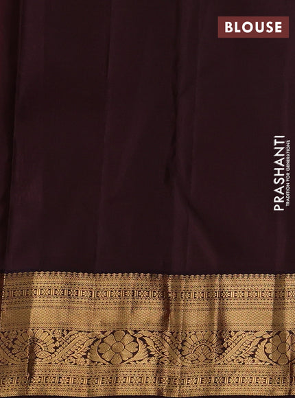 Pure kanchipuram silk saree pink and wine shade with allover zari woven brocade weaves and rich zari woven korvai border