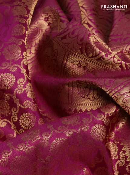 Pure kanchipuram silk saree purple with allover zari woven brocade weaves and rich zari woven border