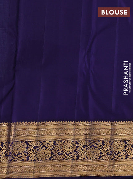 Pure kanchipuram silk saree light blue and blue with allover zari woven brocade weaves and rich zari woven korvai border
