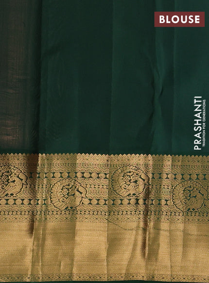 Pure kanchipuram silk saree peach and orange with allover zari woven brocade weaves and rich zari woven korvai border