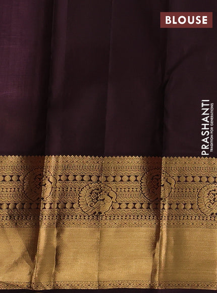 Pure kanchipuram silk saree lavender and deep jamun with allover zari woven brocade weaves and rich zari woven korvai border