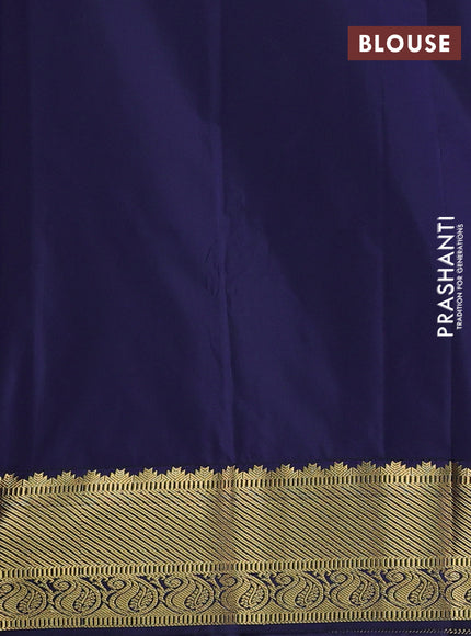 Semi kanchipuram silk saree lavender and navy blue with allover zari weaves & buttas and zari woven border