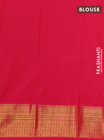Semi kanchipuram silk saree light green and pink with allover zari weaves & buttas and zari woven border