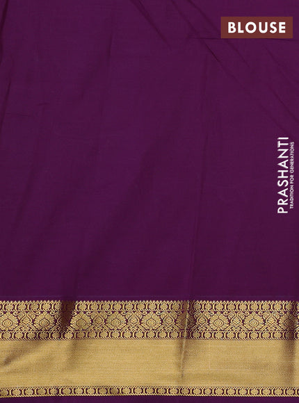 Semi kanchipuram silk saree mauve pink and deep purple with allover zari weaves & buttas and zari woven border