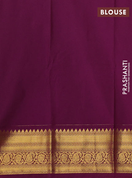 Semi kanchipuram silk saree light green and magenta pink with allover zari weaves & buttas and zari woven border