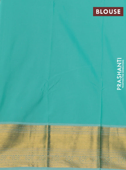 Semi kanchipuram silk saree magenta pink and teal green with allover zari weaves & buttas and zari woven border