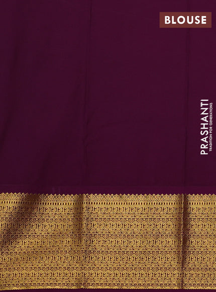 Semi kanchipuram silk saree teal blue and purple with allover zari weaves & buttas and zari woven border