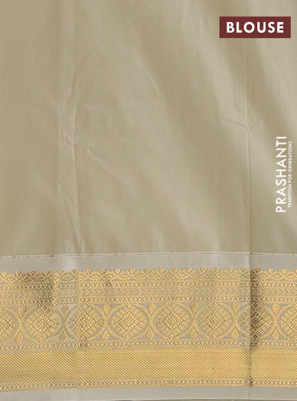 Semi kanchipuram silk saree coffee brown and mild pista green with allover zari weaves & buttas and zari woven border