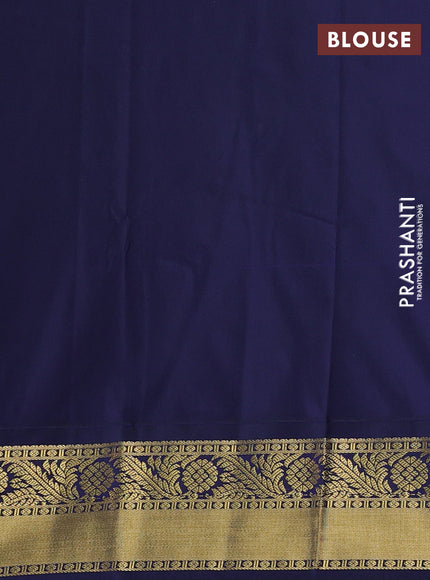 Semi kanchipuram silk saree teal blue and navy blue with allover zari weaves & buttas and zari woven border