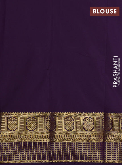 Semi kanchipuram silk saree pastel blue and purple with allover zari weaves & buttas and zari woven border