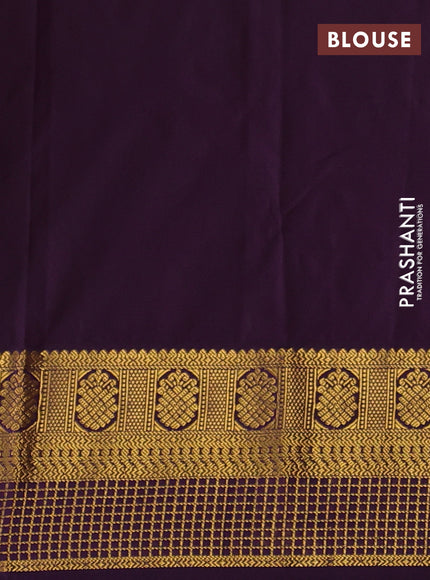 Semi kanchipuram silk saree lime green and purple with allover zari weaves & buttas and zari woven border