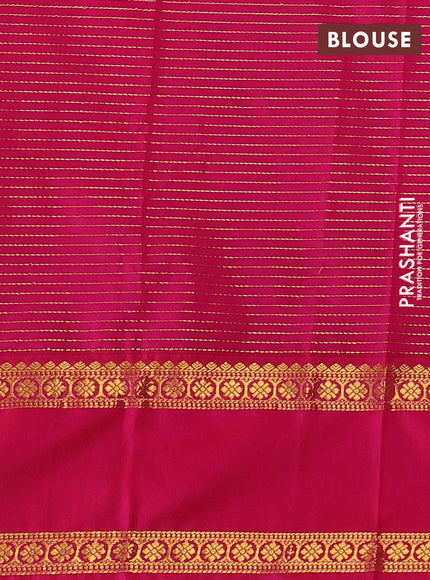 Semi kanchipuram silk saree cream and pink with allover zari checks & buttas and rettapet zari woven border