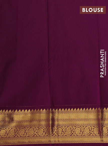 Semi kanchipuram silk saree cs blue and magenta pink with allover zari weaves & buttas and zari woven border