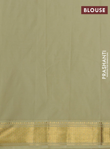 Semi kanchipuram silk saree peach pink and pista green with zari woven buttas and zari woven border
