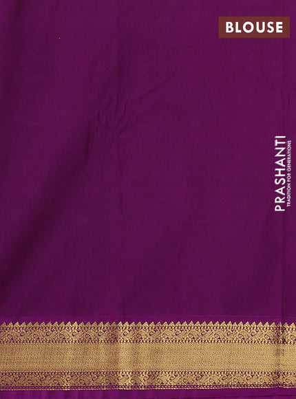 Semi kanchipuram silk saree lavender and purple with zari woven buttas and zari woven korvai border