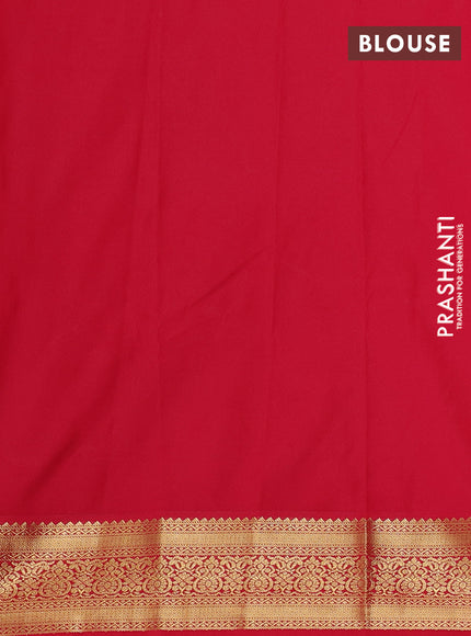 Semi kanchipuram silk saree mustard yellow and red with allover zari weaves & buttas and zari woven border