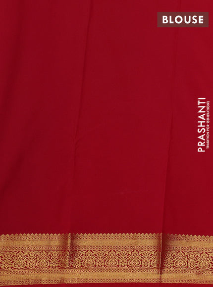 Semi kanchipuram silk saree mild pista green and red with allover zari weaves & buttas and zari woven border