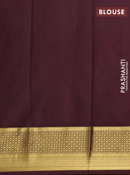 Semi kanchipuram silk saree rust shade and deep maroon with zari woven buttas and zari woven border