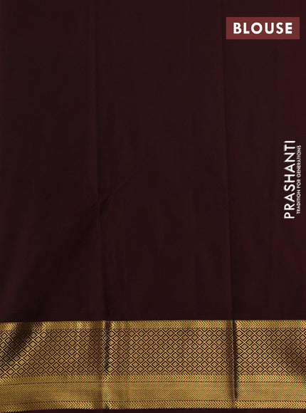 Semi kanchipuram silk saree teal green and deep maroon with zari woven buttas and zari woven border