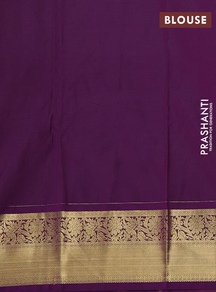 Semi kanchipuram silk saree pastel pink and deep purple with allover zari weaves & buttas and zari woven border