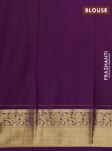 Semi kanchipuram silk saree mustard yellow and purple with allover zari weaves & buttas and zari woven border