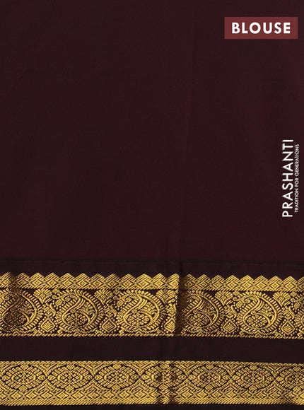Semi kanchipuram silk saree teal blue and deep maroon with allover zari weaves & buttas and rettapet zari woven border