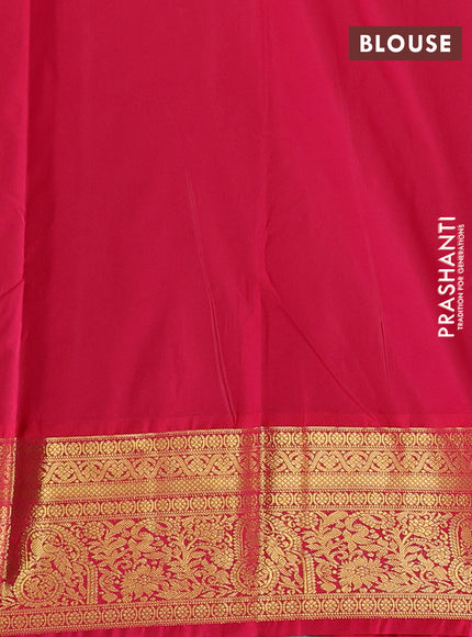 Semi kanchipuram silk saree navy blue and pink with allover zari weaves & buttas and zari woven border
