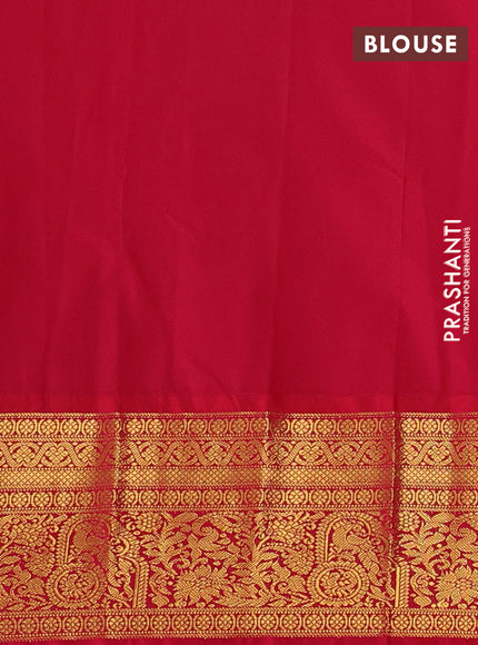 Semi kanchipuram silk saree peach pink and pink with allover zari weaves & buttas and zari woven border