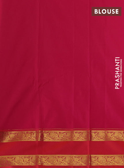 Semi kanchipuram silk saree cream and red with allover zari weaves & buttas and rettapet zari woven border