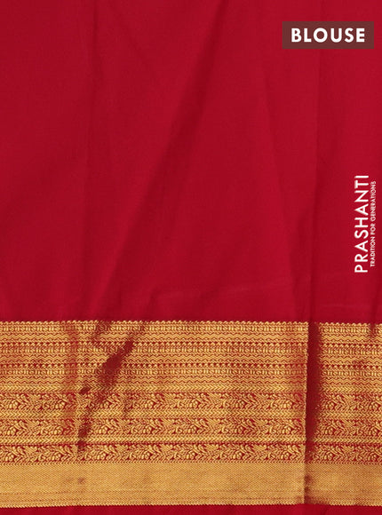 Semi kanchipuram silk saree blue and red with allover zari weaves & buttas and zari woven border