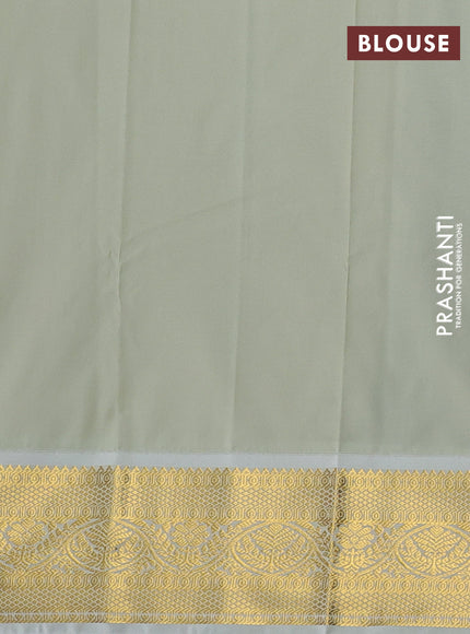 Semi kanchipuram silk saree blue and mild pista green with allover zari weaves & buttas and zari woven border