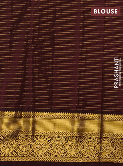 Semi kanchipuram silk saree lime green and deep maroon with allover zari checks & buttas and zari woven border
