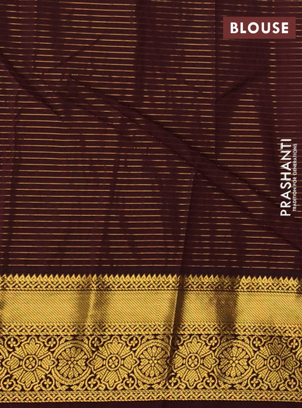 Semi kanchipuram silk saree teal blue and deep maroon with allover zari checks & buttas and zari woven border