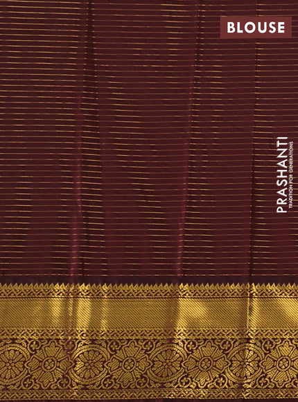 Semi kanchipuram silk saree mustard yellow and coffee brown with allover zari checks & buttas and zari woven border