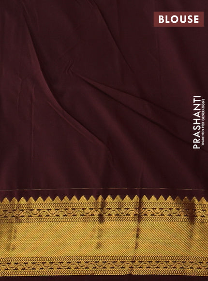 Semi kanchipuram silk saree rust shade and coffee brown with allover zari weaves & buttas and zari woven border