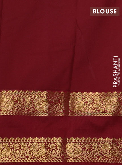 Semi kanchipuram silk saree light green and maroon with allover zari woven buttas and rettapet zari woven border