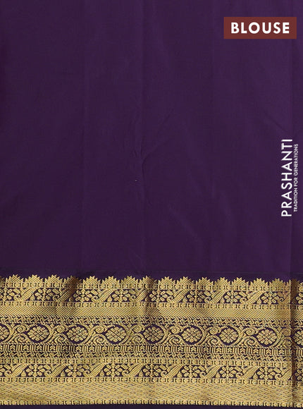 Semi kanchipuram silk saree pastel pink and deep purple with allover zari weaves & buttas and zari woven korvai border