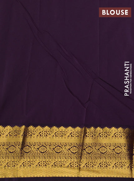 Semi kanchipuram silk saree teal blue and deep purple with allover zari woven buttas and zari woven korvai border