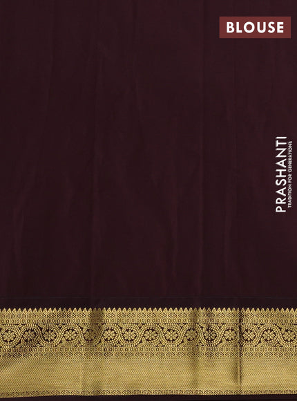 Semi kanchipuram silk saree light green and deep maroon with zari woven buttas and zari woven border