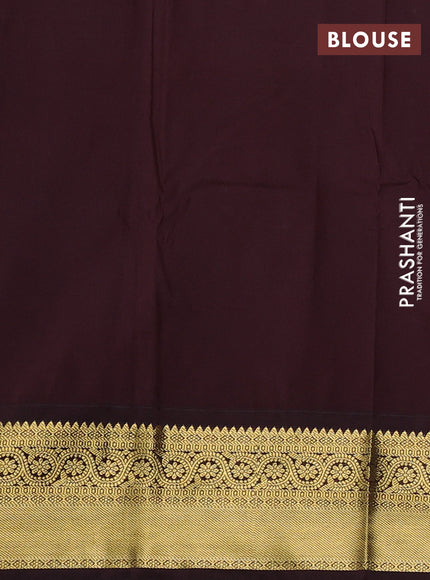 Semi kanchipuram silk saree teal blue and deep maroon with allover zari woven buttas and zari woven border