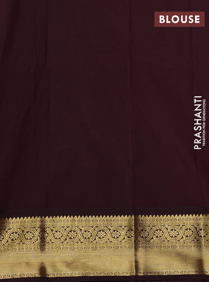 Semi kanchipuram silk saree mustard yellow and deep maroon with allover zari woven buttas and zari woven border