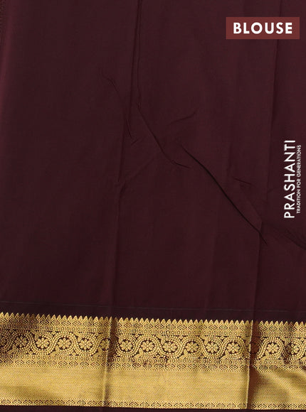 Semi kanchipuram silk saree lavender and deep maroon with allover zari woven buttas and zari woven border