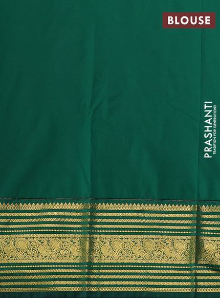 Semi kanchipuram silk saree red and bottle green with zari woven buttas and zari woven korvai border