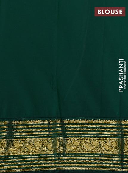 Semi kanchipuram silk saree beige and green with zari woven buttas and zari woven korvai border